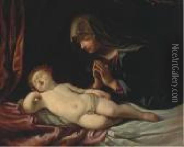 Madonna And Child Sleeping Oil Painting - Guido Reni