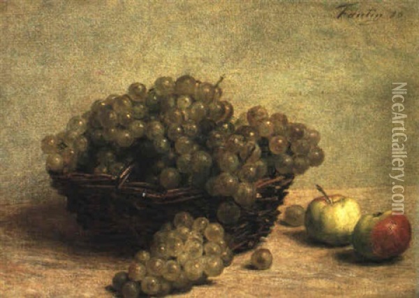 Nature Morte: Raisin Et Pommes D'api Oil Painting - Henri Fantin-Latour