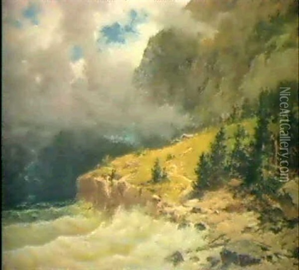 Gewitterstimmung Am Rutli Oil Painting - Jost Anton Muheim