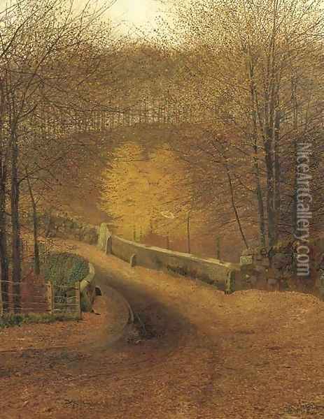 Ghyll Beck Bridge, Barden, Yorkshire Oil Painting - John Atkinson Grimshaw