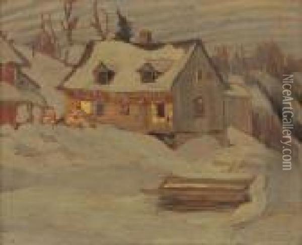 Farm In Winter Oil Painting - Frederick Grant Banting