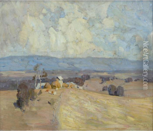 Landscape Overlooking The Farmyard Oil Painting - William Beckwith Mcinnes