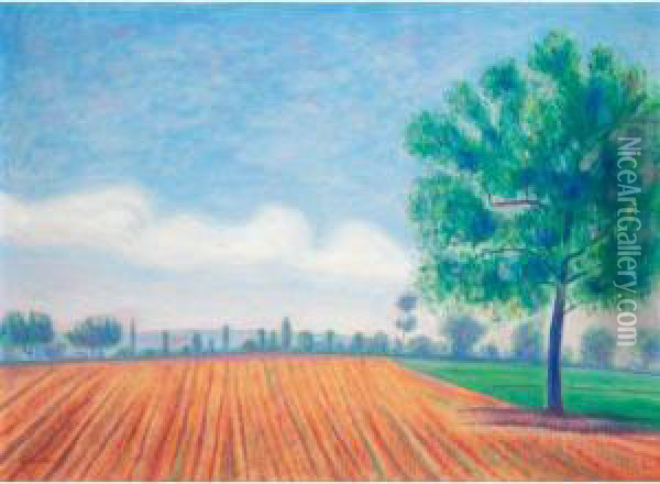 Getreidefeld Mit Blick Auf Jura Oil Painting - Albert Trachsel