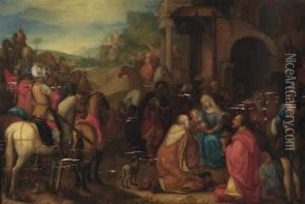 The Adoration Of The Magi Oil Painting - Adriaan van Stalbemt