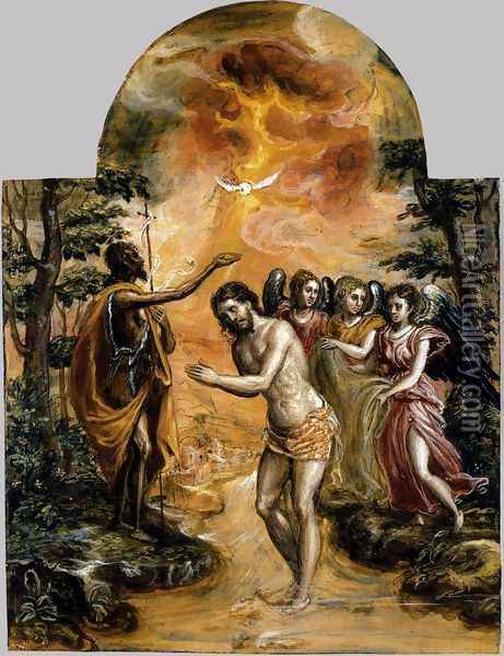 Baptism of Christ 1568 Oil Painting - El Greco (Domenikos Theotokopoulos)