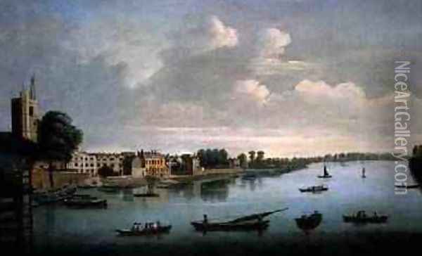 A View of the Thames from Putney Bridge Oil Painting - Joseph Nichols