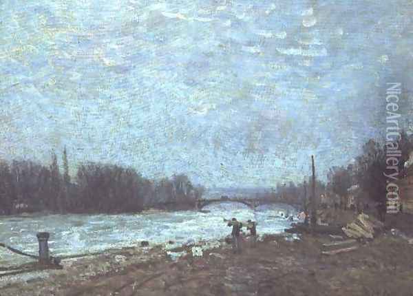 After the Thaw, the Seine at Suresnes Bridge, 1880 Oil Painting - Alfred Sisley