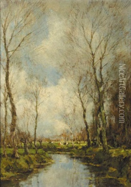 A Brook In The Forest Oil Painting - Arnold Marc Gorter