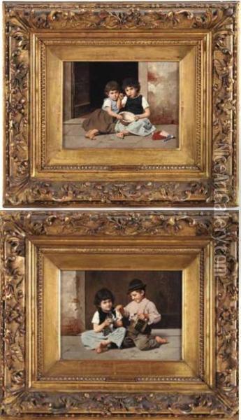 Petits Enfants De Rues Oil Painting - Giulio Del Torre