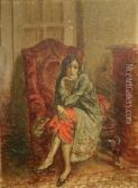 Seated Woman Oil Painting - Louis Mark