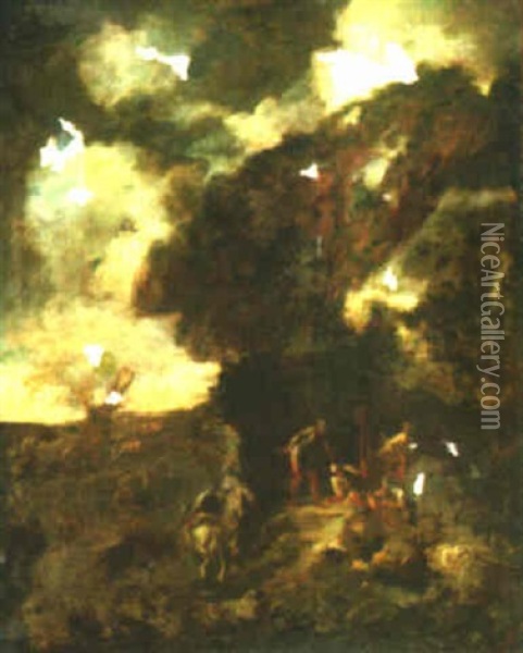 Soldiers Resting In A Wooded Landscape Oil Painting - Alessandro Magnasco
