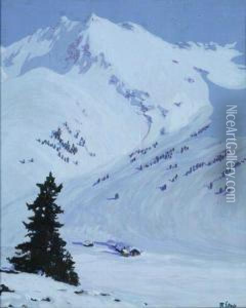 Winterliche Gebirgslandschaft. Oil Painting - Max Von Esterle