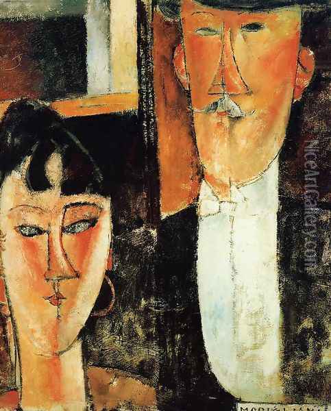 Bride and Groom (aka The Newlyweds) Oil Painting - Amedeo Modigliani