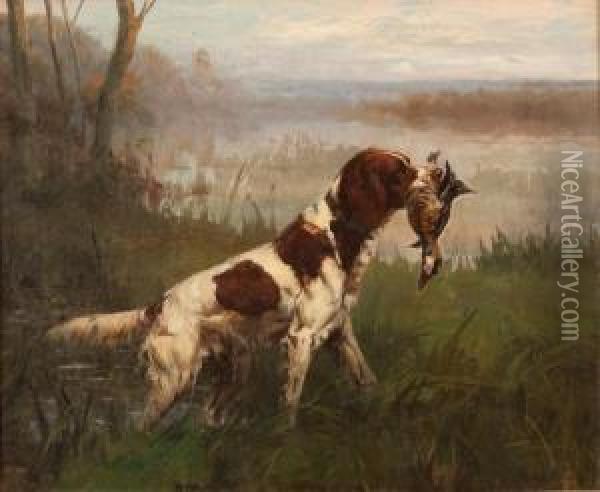 Setter And Ruddy Duck Oil Painting - Percival Leonard Rosseau