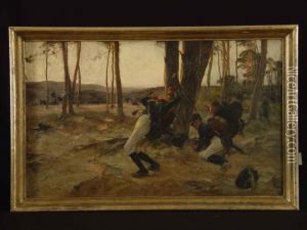 Kampfende Soldaten Im Napoleonischen Krieg Oil Painting - Robert Von Haug