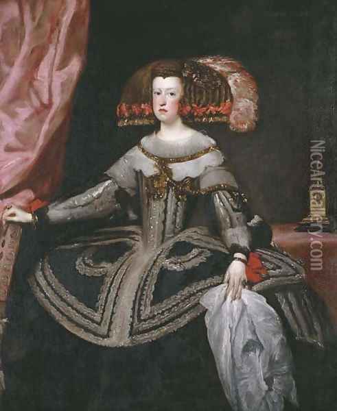 Portrait of Mariana of Austria, Queen of Spain Oil Painting - Diego Rodriguez de Silva y Velazquez