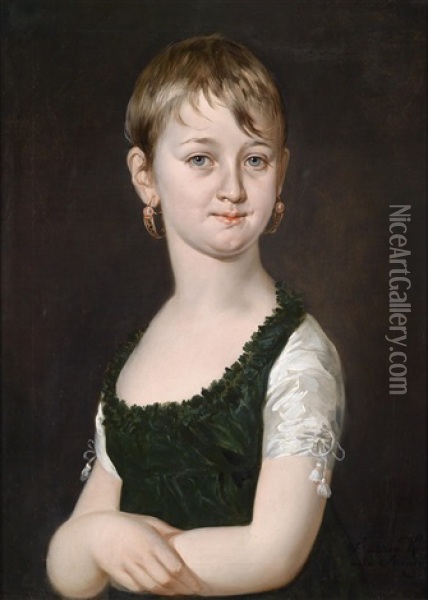 Bildnis Eines Jungen Madchens, Traditionell Identifiziert Als Eine Prinzessin Zu Lowensteinwertheim Oil Painting - Barbara Steiner Krafft