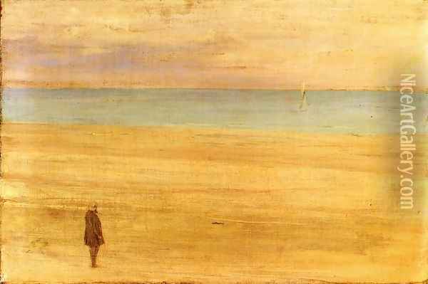 Harmony in Blue and Silver: Trouville Oil Painting - James Abbott McNeill Whistler