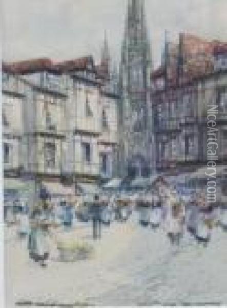 In Old Caen, Normandy Oil Painting - Victor Noble Rainbird