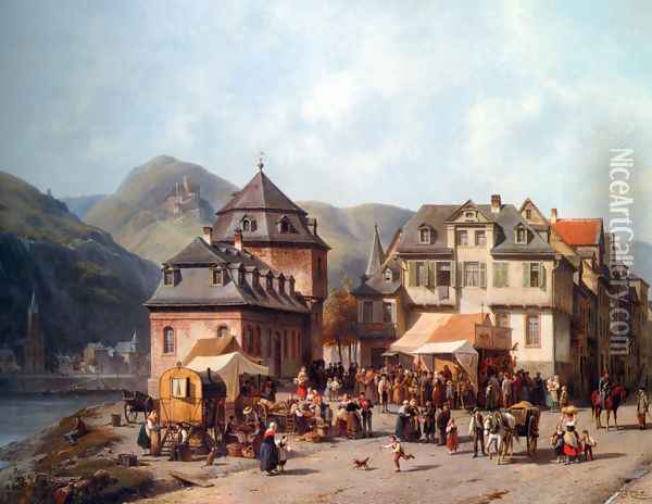 St. Goar am Rhein Oil Painting - Jacques Carabain