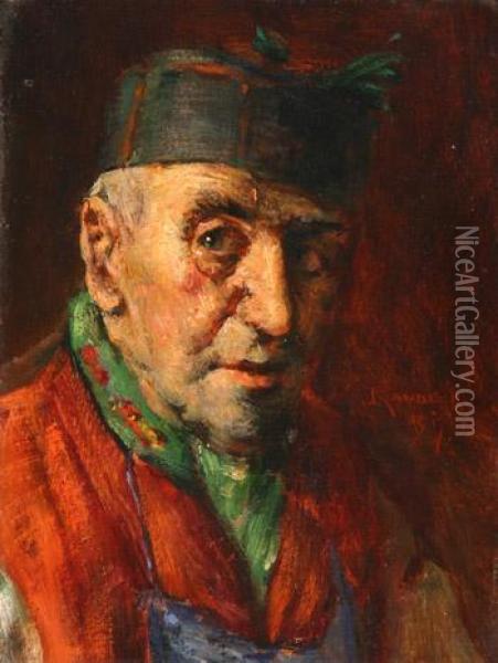 Portrait Of A Man Wearing A Cap Oil Painting - Ludwig Kandler