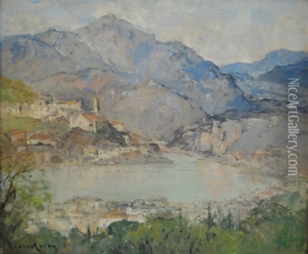 Village En Bord De Riviere Oil Painting - Louis Marie Desire-Lucas