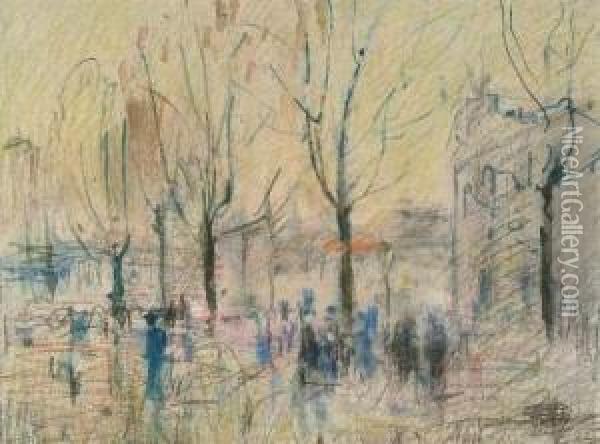 Place Animee Oil Painting - Lucien Frank