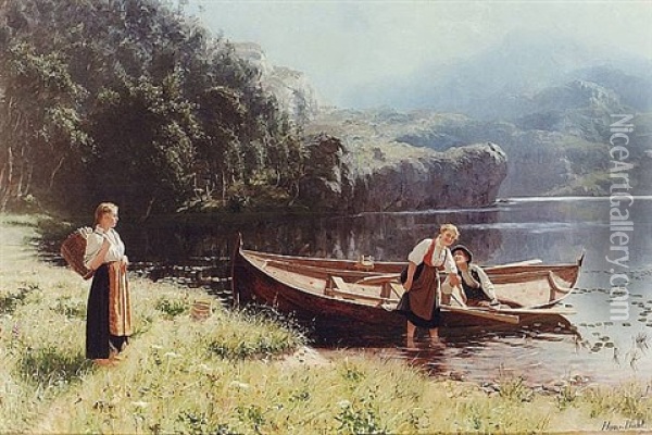 Mote I Hagen Oil Painting - Hans Dahl