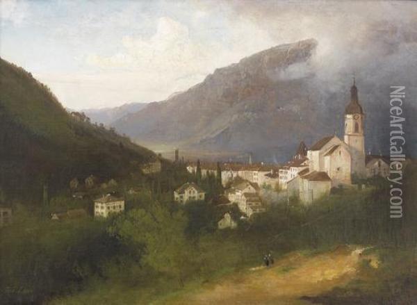 Ansicht Von Chur Mit Kathedrale St. Maria Himmelfahrt Oil Painting - Ferdinand Lepie