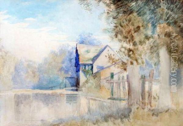 River Scene With Mill Oil Painting - John Middleton