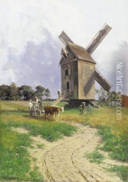 Windmill Oil Painting - Georg Hermann Engelhardt