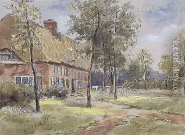 A thatched house in a glade Oil Painting - Anton Mauve