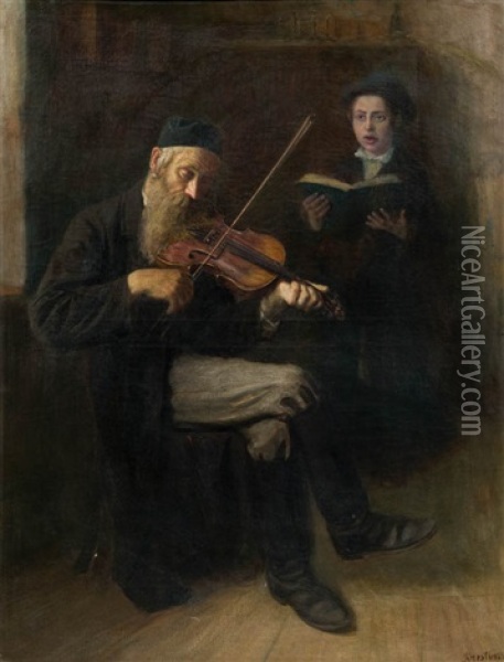Judischer Geigenspieler Oil Painting - Lazar Krestin