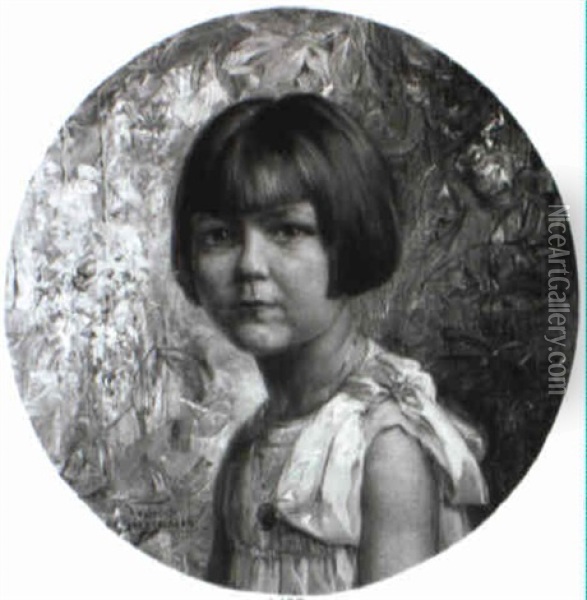 Portrait Eines Jungen Madchens Oil Painting - Edmond De Maertelaere