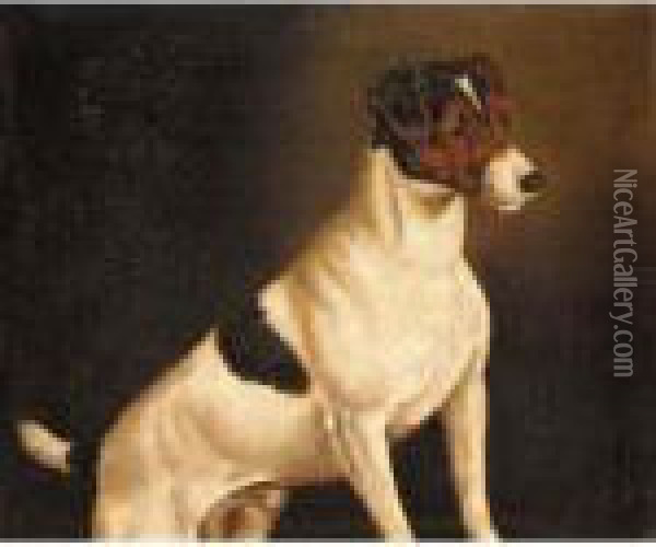 A Jack Russell Oil Painting - Of John Alfred Wheeler