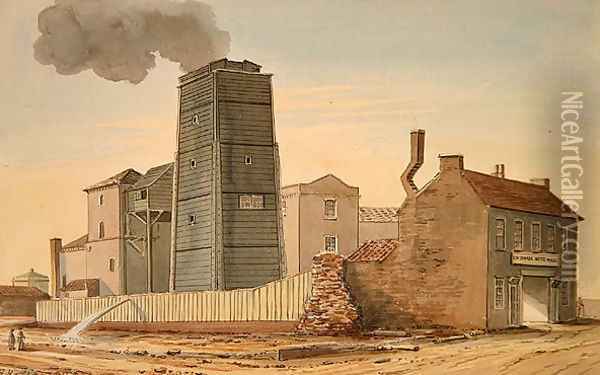 View of Clink Street Waterworks, Southwark, 1826 Oil Painting - Gideon Yates