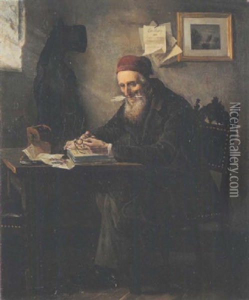 Ein Alter Kaufmann In Seinem Kontor Oil Painting - Heinrich Breling