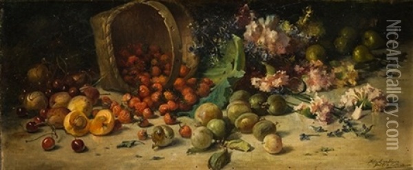 Bodegon De Frutas Y Flores Oil Painting - Blas Benlliure Gil