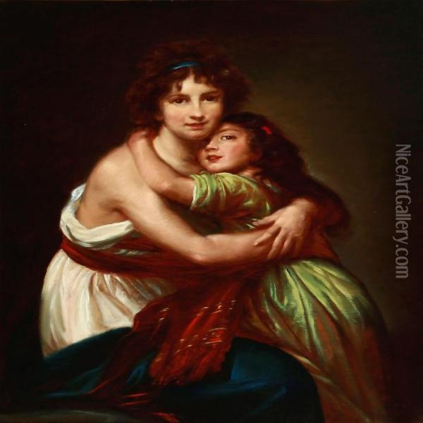 Self-portrait Of The Artist And Her Daughter Oil Painting - Elisabeth Vigee-Lebrun