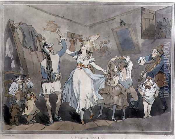 A French Family, engraved by Samuel Alken 1756-1823, 1785 Oil Painting - Thomas Rowlandson