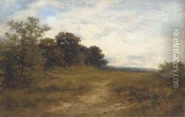 On The Hill, Alkham, Kent, A Sketch From Nature Oil Painting - Carl Brennir