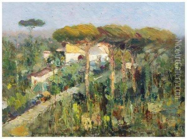 Paesaggio Napoletano Oil Painting - Luigi Crisconio