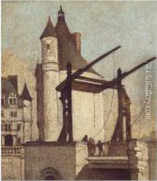 Chateau And Drawbridge Oil Painting - Marianne Lucy Trench