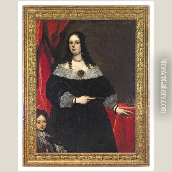 Retrato De Beatrice Von Hemmema Y Su Hijo Autrey De Vere Oil Painting - Sir Anthony Van Dyck