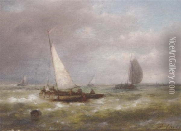 Shipping In A Squall Oil Painting - Abraham Hulk the Elder