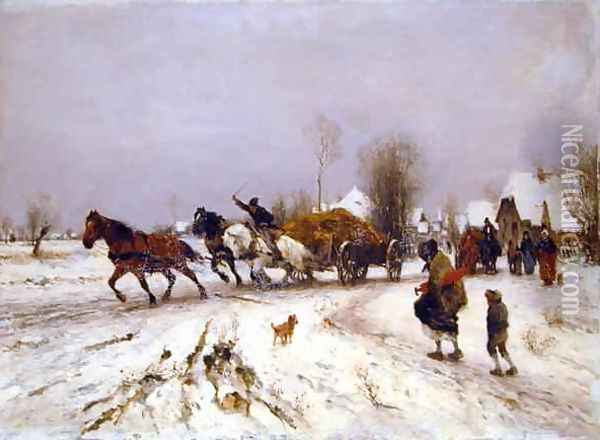 A Village in Winter Oil Painting - Thomas Ludwig Herbst