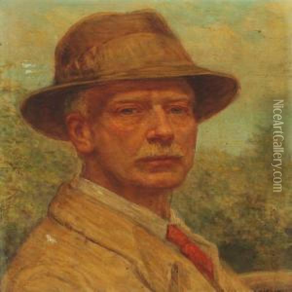 Portrait Of A Gentleman, Probably Selfportrait Oil Painting - Walter Herbert Roe