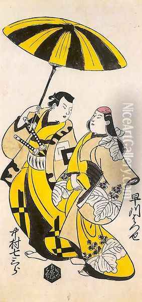 Hayakawa Hatsuse and Nakamura Shichisaburo 1702 Oil Painting - Torii Kiyonobu