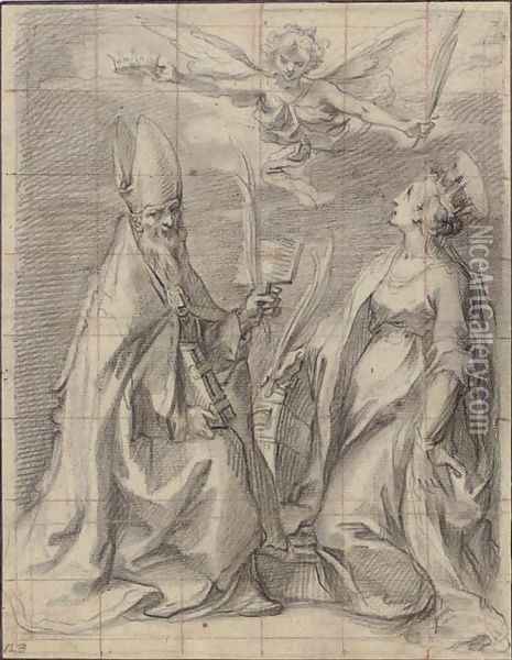 Saints Blaise and Catherine of Alexandria Oil Painting - Francesco Vanni