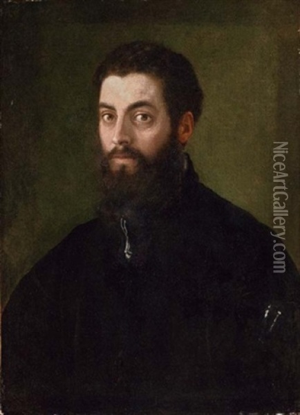 Portrait Of A Man (federico Gonzaga?) In A Black Coat Oil Painting - Sebastiano Del Piombo